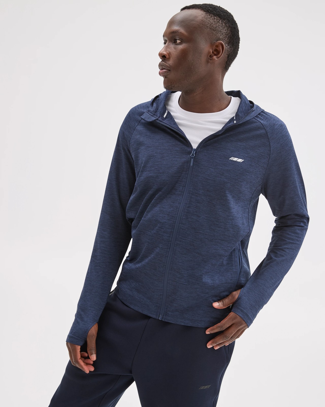 Active Panelled Zip Through Hoodie - Navy 4 of 5
