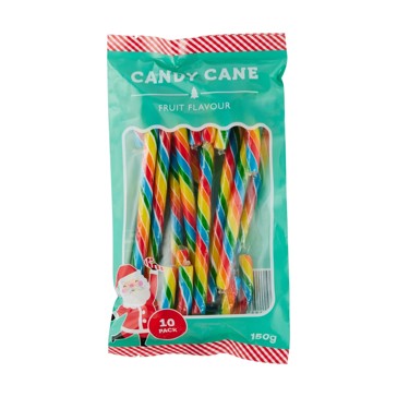 10 Pack Fruit Flavour Candy Canes 150g