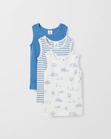 Baby Organic Cotton 3 Pack Print Rib Vest