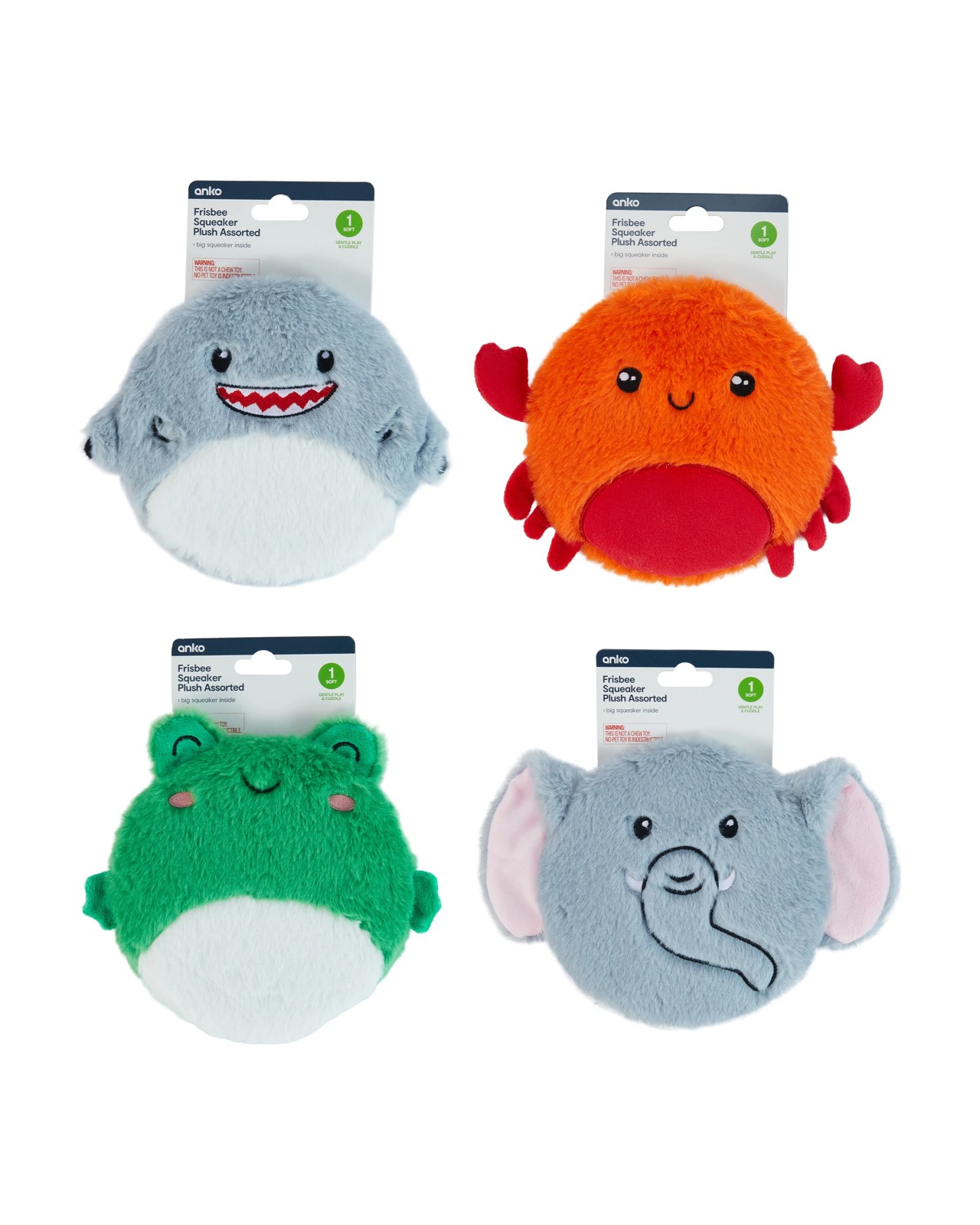 Anko Frisbee Squeak Plush Toy - Assorted 4 of 4