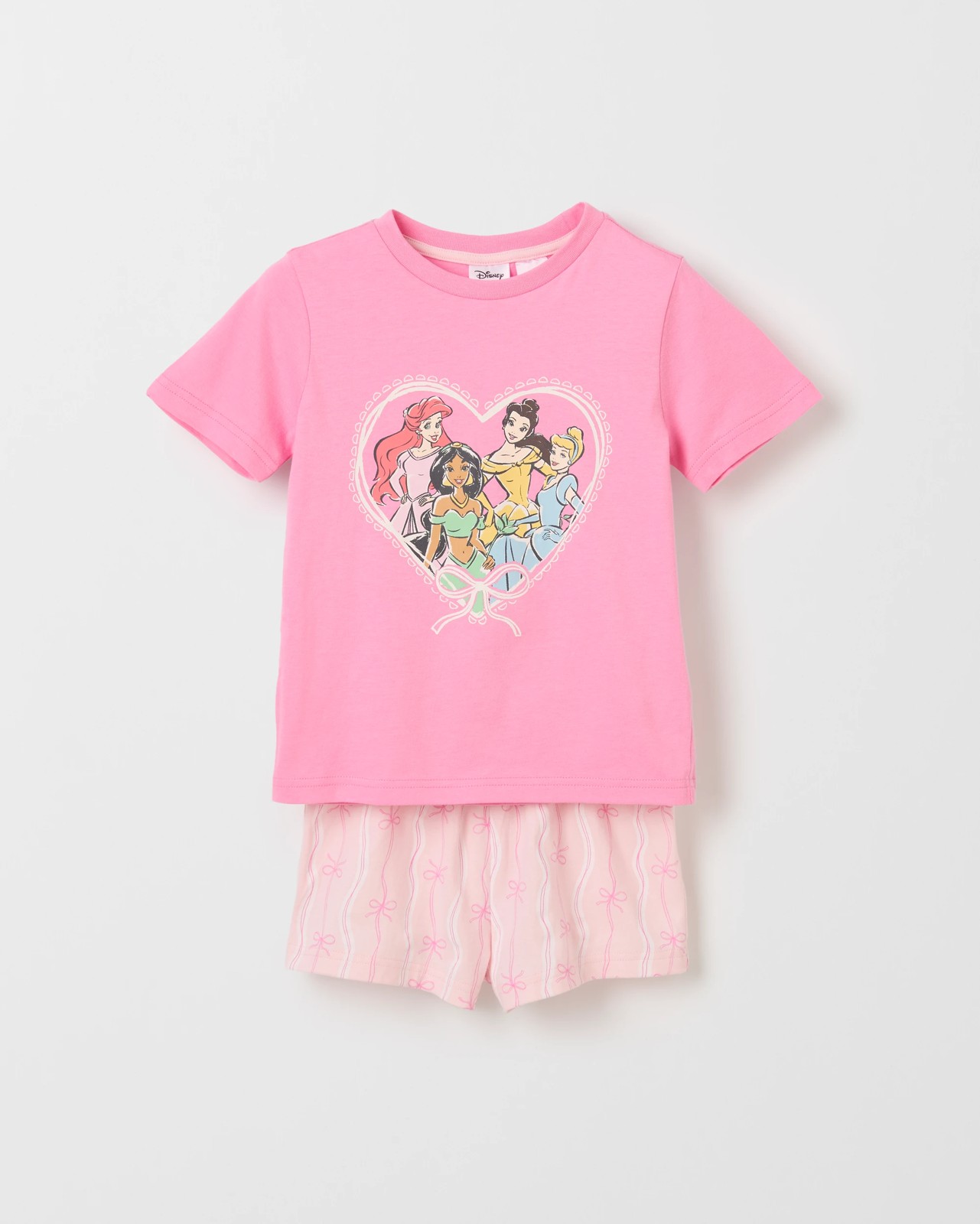 Disney Organic Cotton 2 Pack Younger Girls Pyjama Set - Pink/White Princesses 2 of 5