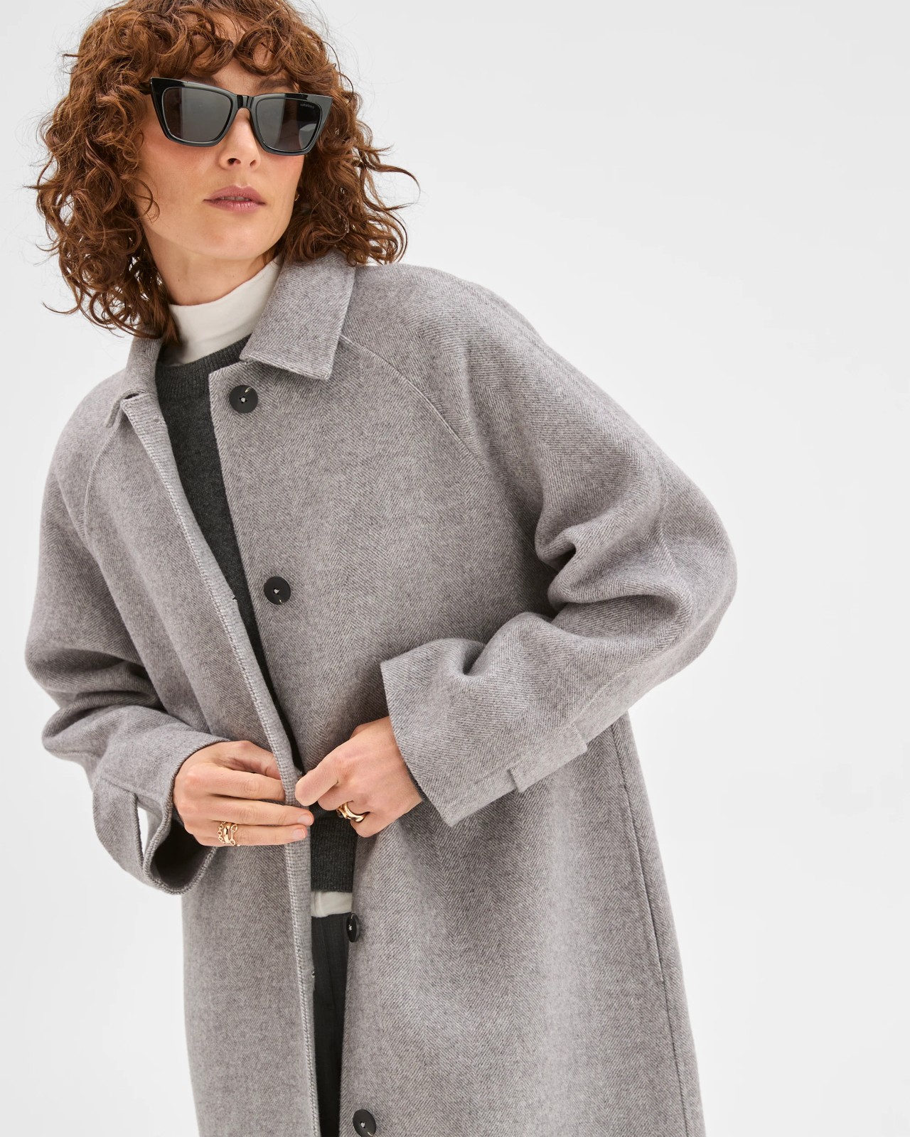 Preview Wool Blend Long Sleeve Collared Coat 4 of 5