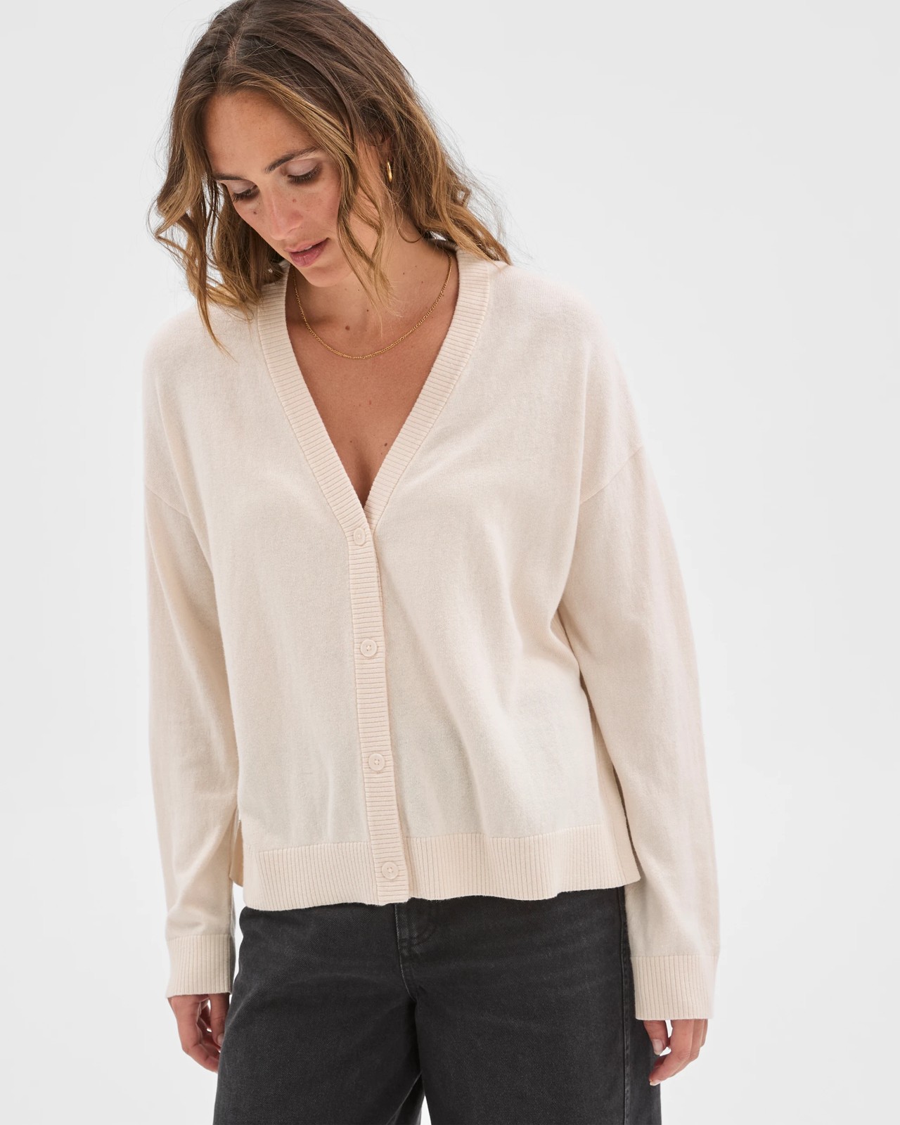 Australian Cotton Knit Cardigan - Pearl 3 of 6