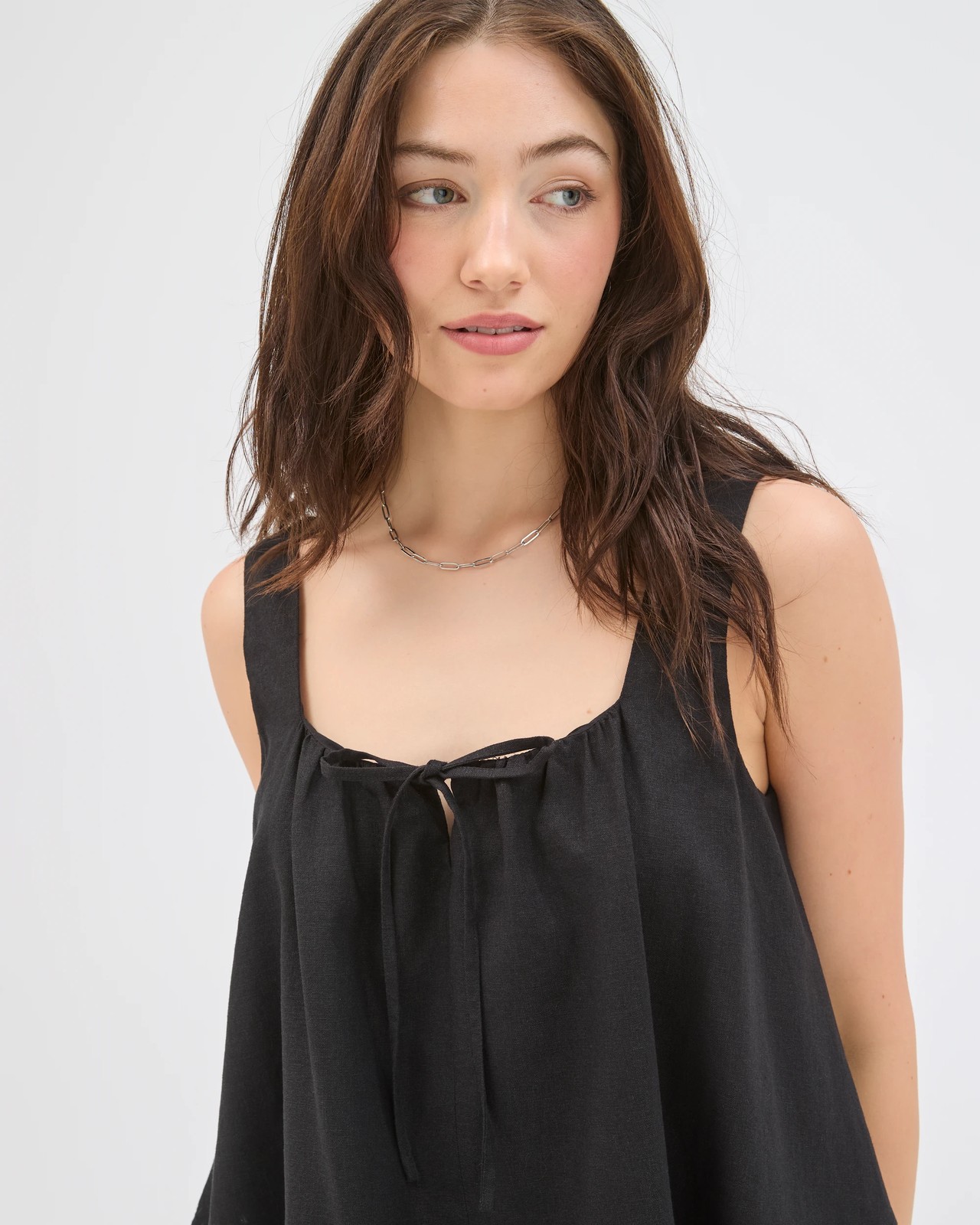 Lily Loves European Linen Blend Embroidered Cami - Black 3 of 5