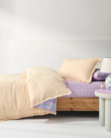 Grayson Gingham Cotton Ruffle Quilt Cover Set