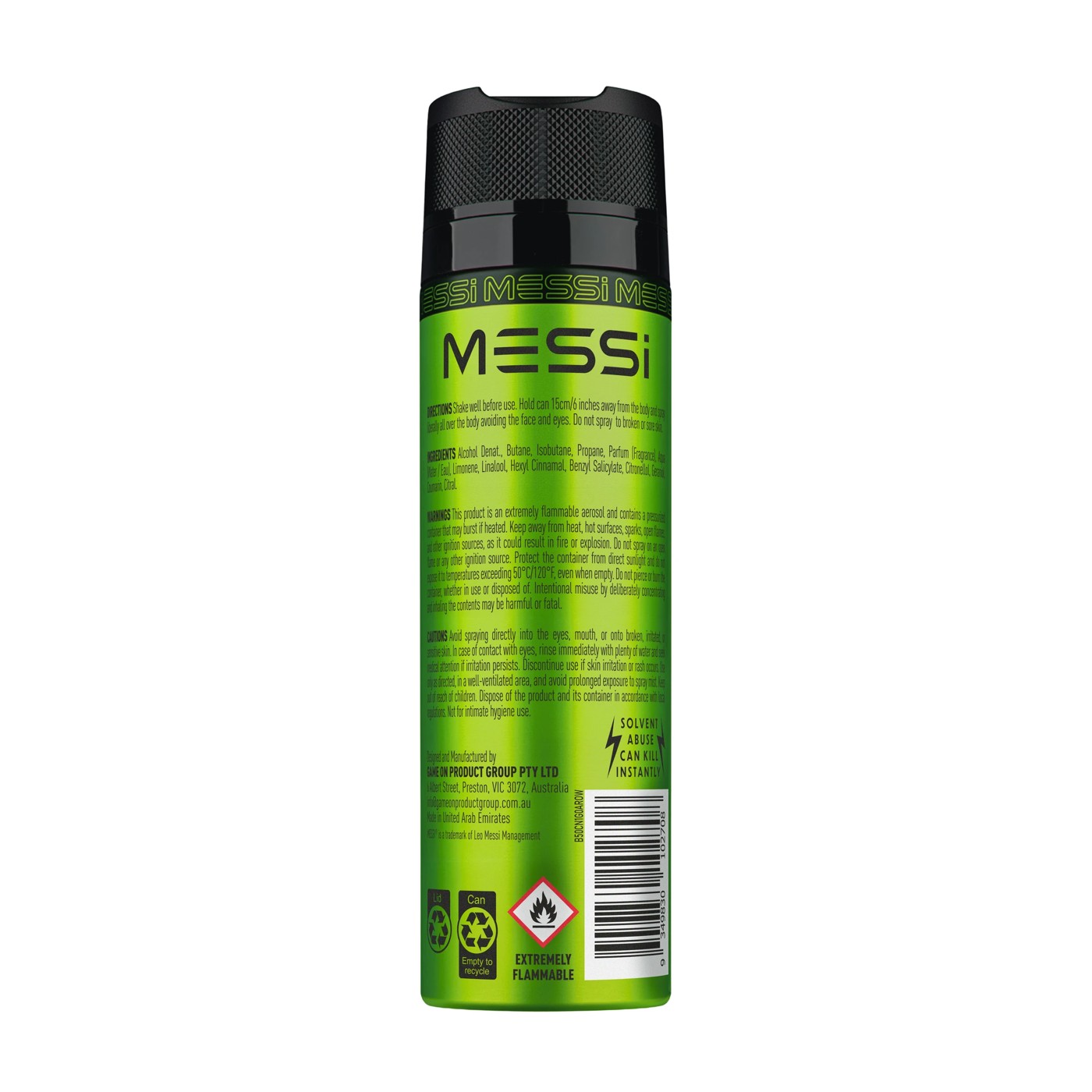 Messi M10 Green Fragrance Body Spray 200ml 2 of 2