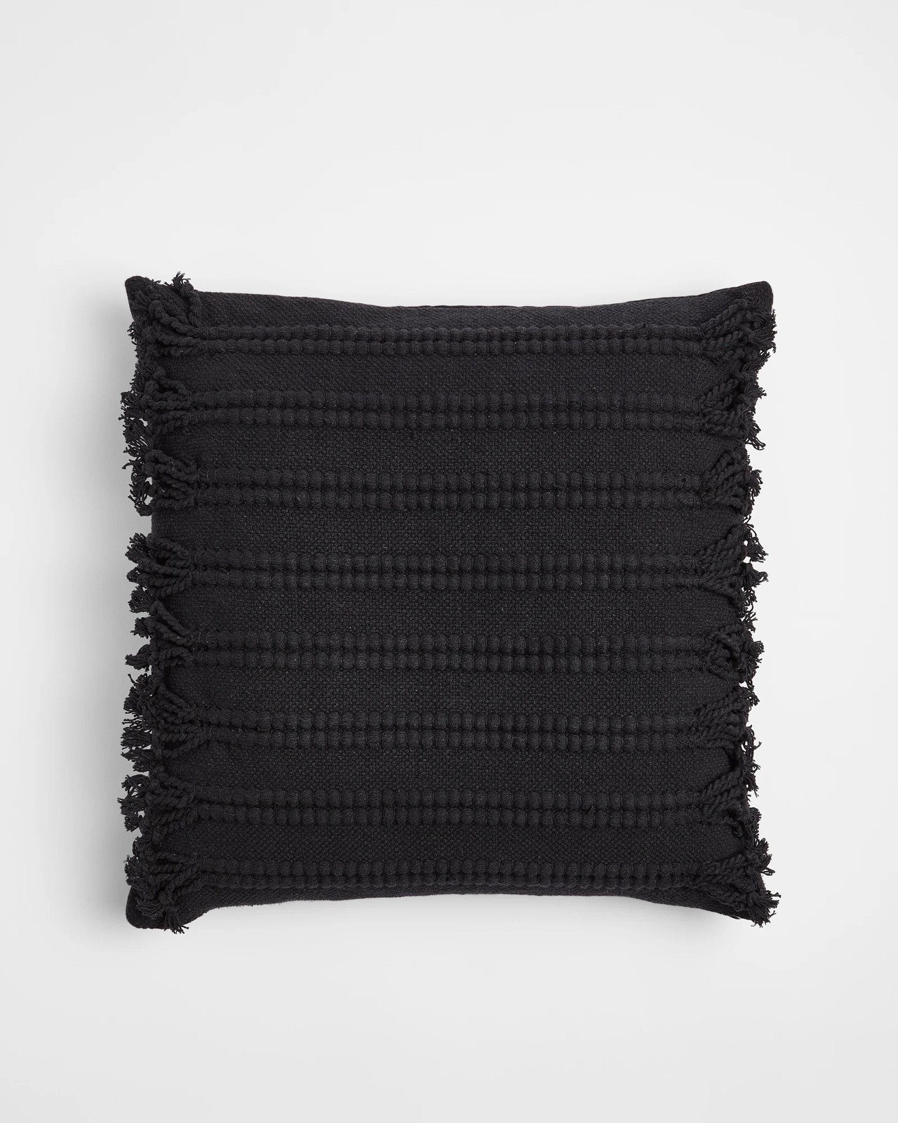 Kinsley Textured Tassel Cushion Black Target Australia