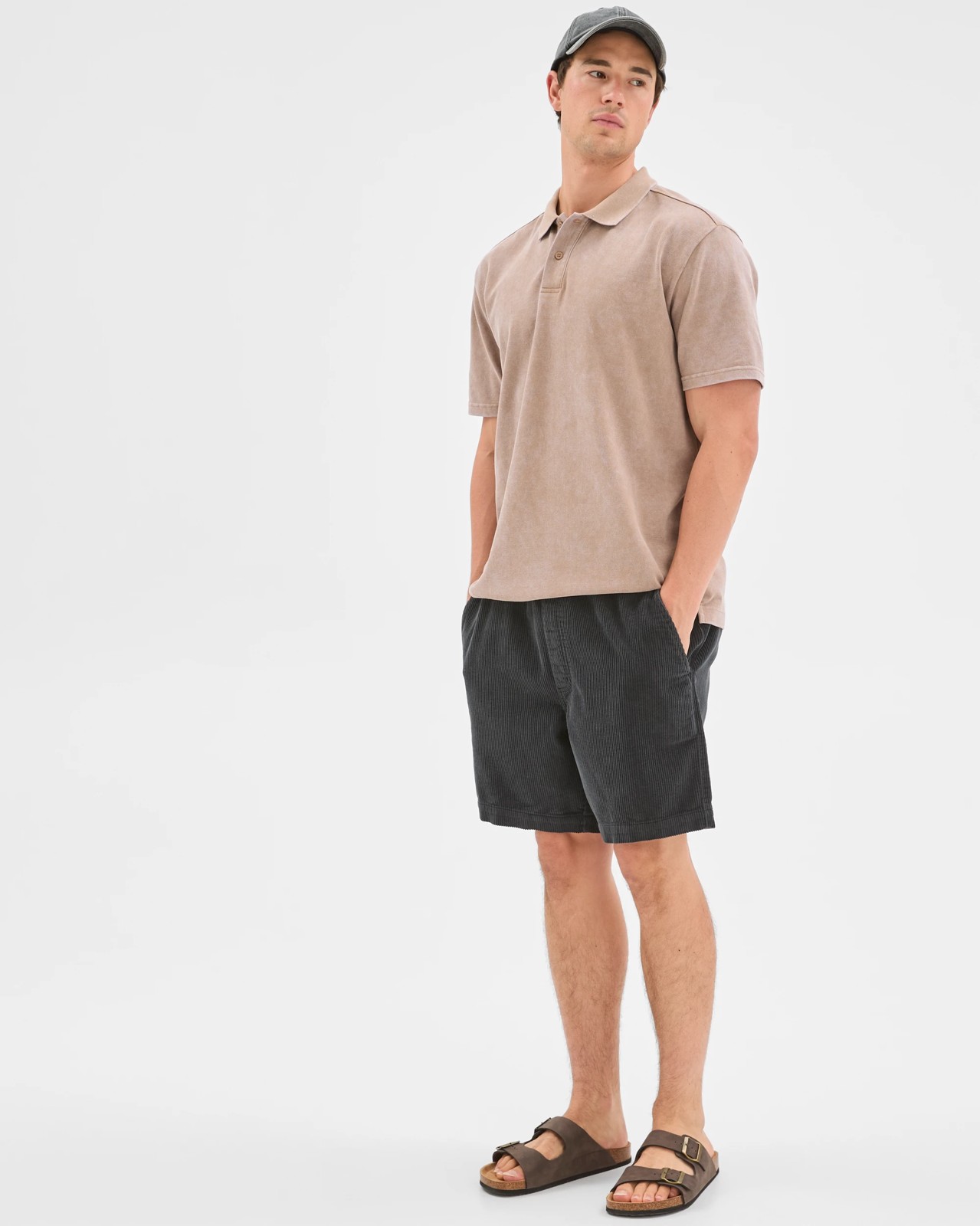 Commons Australian Cotton Overdyed Pique Polo Top - Timber 3 of 6