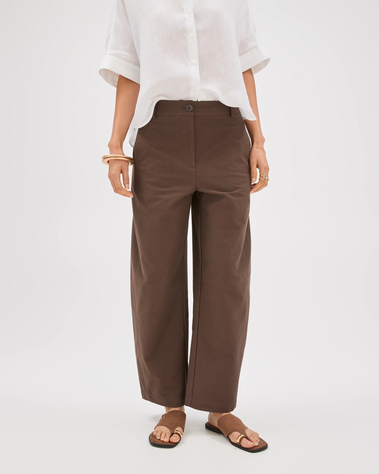Relaxed Forward Seam Barrel Leg Pants - Coffee Bean 3 of 6