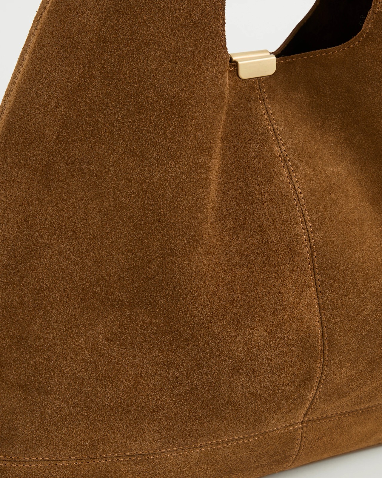 Premium Suede Leather Slouch Shoulder Bag - Cognac 2 of 2