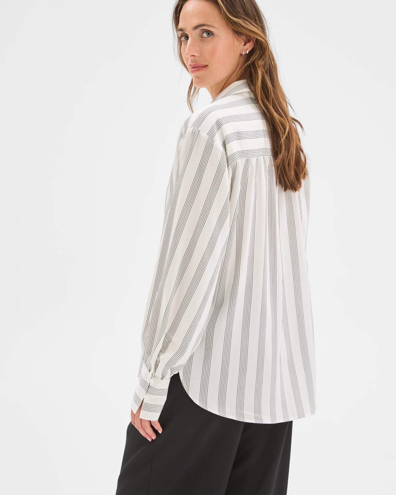 Preview Balloon Sleeve Shirt - White Stripe 6 of 6