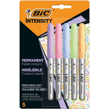 5 Pack BIC Intensity Permanent Markers - Pastel