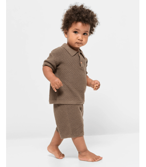Baby Boys Organic Cotton Knit Polo & Short 2 Piece Set