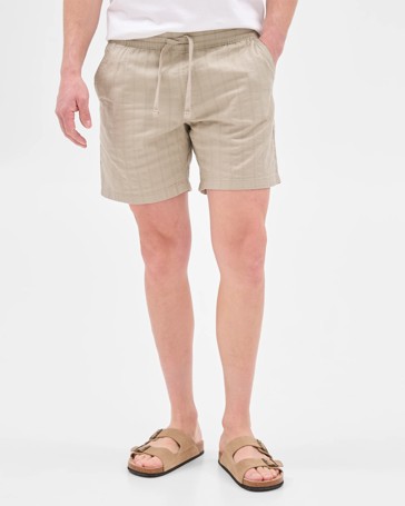 Australian Cotton Textured Stripe Shorts