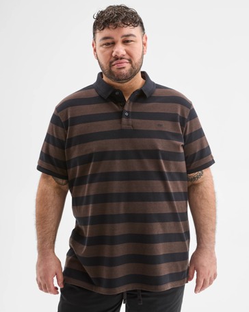 Plus Size Australian Cotton Birdseye Stripe Polo Top