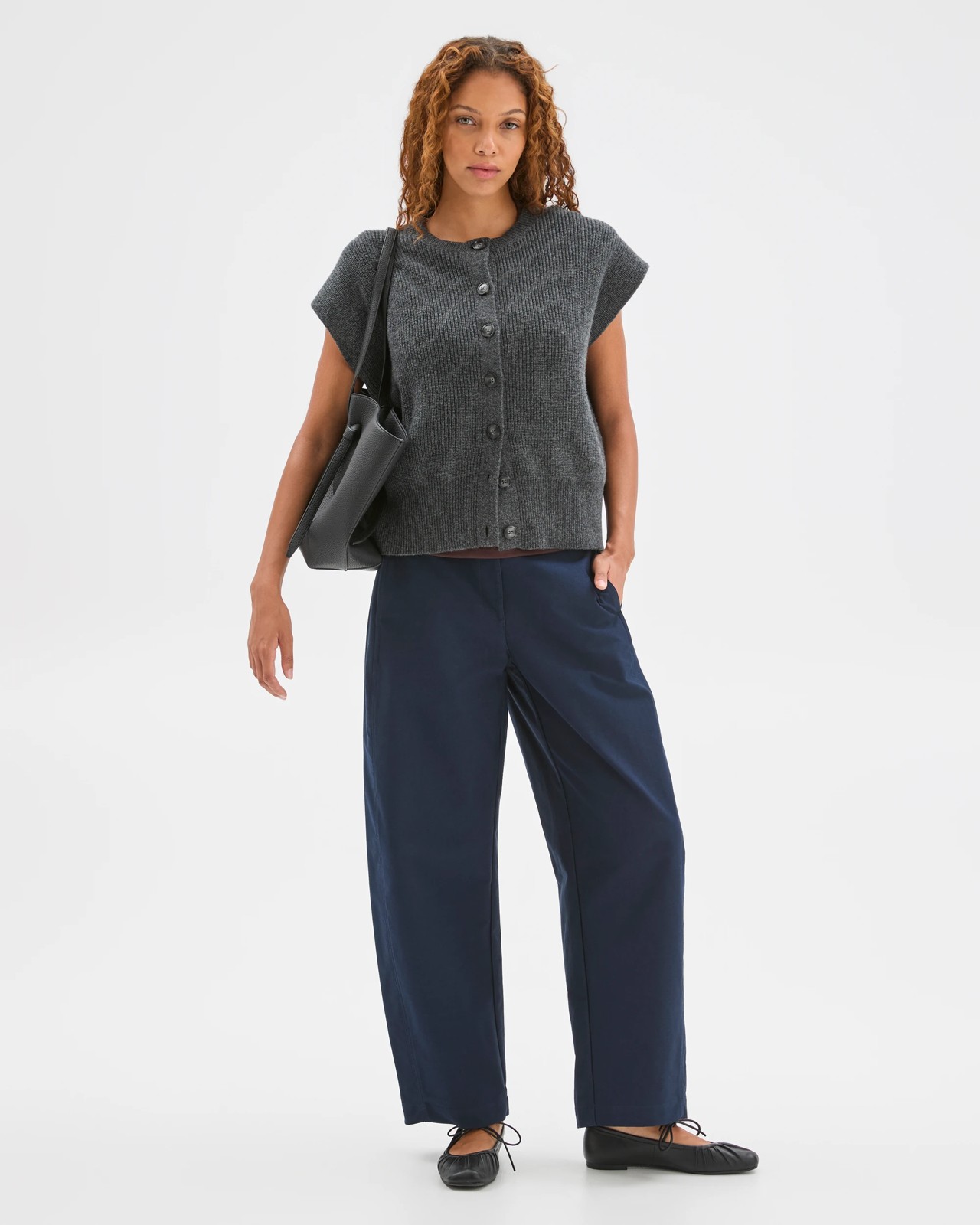 Australian Lambswool Button Through Vest - Dark Grey Marle 2 of 6