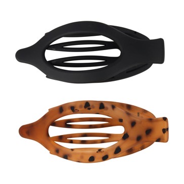 2 Pack Oval Claw Clip, Black and Leopard - OXX Haircare