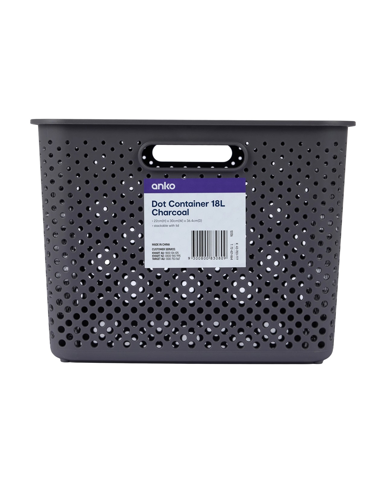 Anko 18L Dot Container - Charcoal 5 of 5
