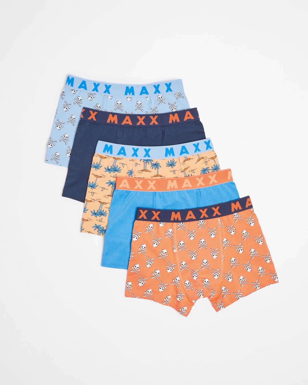 Boys Trunks 5 Pack- Maxx - Orange / Multi