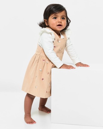 Baby Girls Organic Cotton Pinafore & T-shirt 2 Piece Set