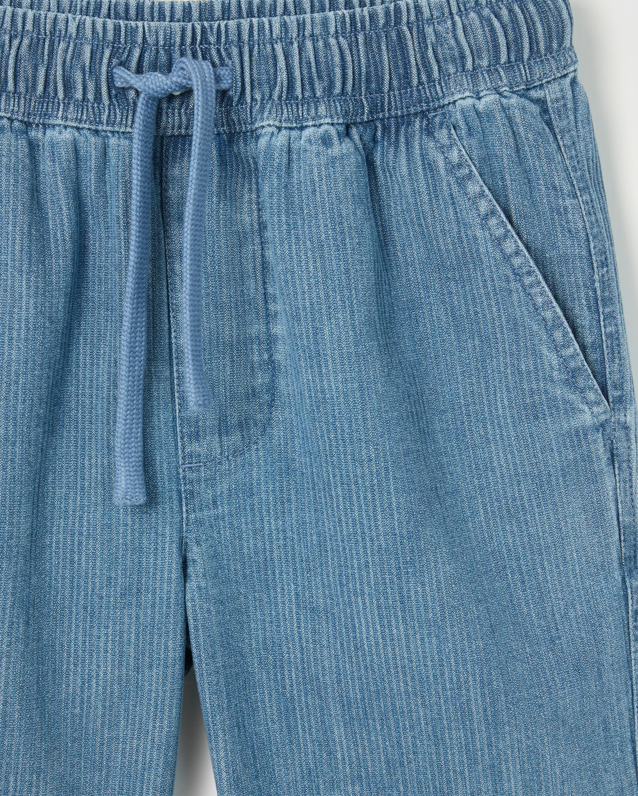 Textured Stripe Denim Shorts - Mid Wash 2 of 2