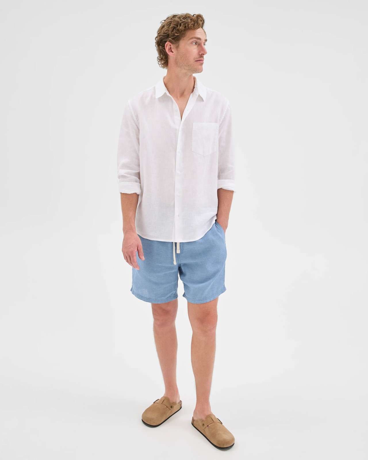 European Linen Shorts - Denim Blue 2 of 6