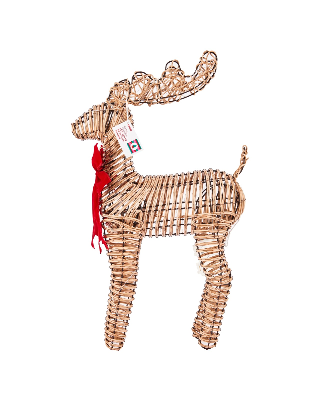 Anko Battery Operated LED Light Up Rattan Look Reindeer 6 of 6