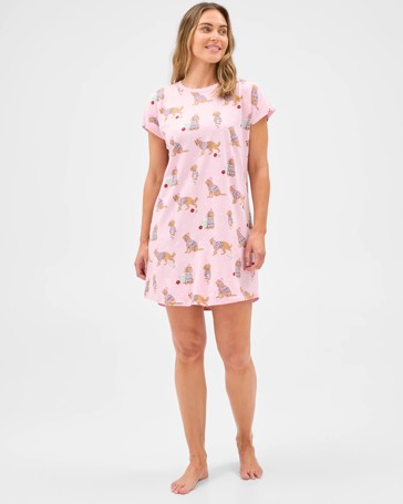 Australian Cotton Rich Merry Woofmas T-Shirt Nightie