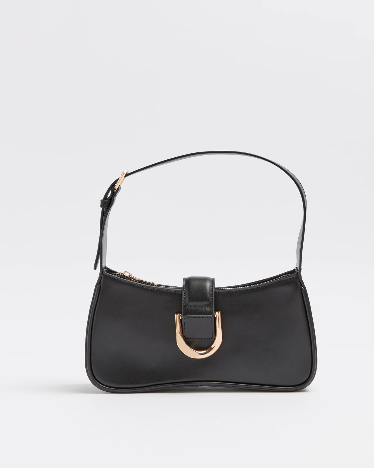 Buckle Detail Shoulder Bag Black