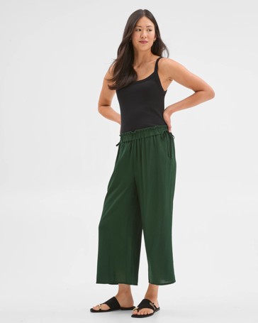 Resort Harem Frill Wide Leg Crop Pants