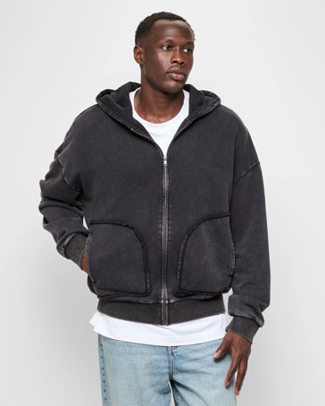Australian Cotton Blend Zip Through Fashion Hoodie - Commons