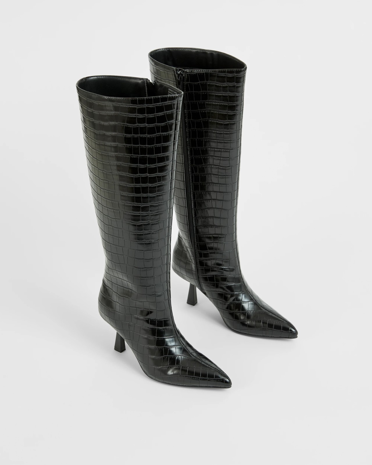 High Heel Long Boots - Scarlet - Straight Black Croc 2 of 3