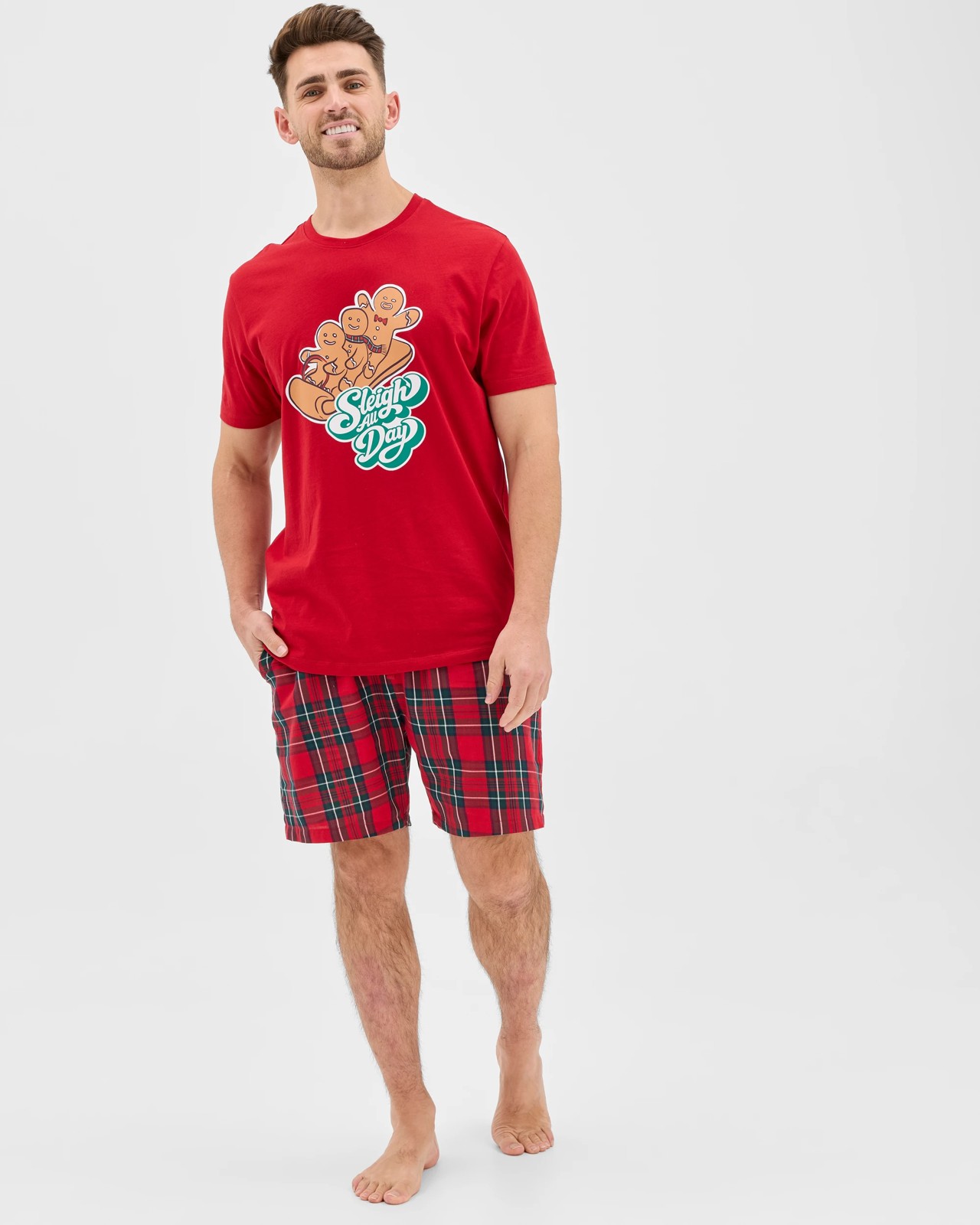 Family Matching Christmas Australian Cotton Mens Pyjama Set - Gingerbread Sleigh All Day 2 of 5
