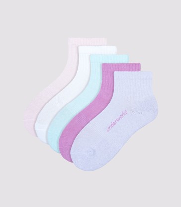 Kids Underworks Sport Quarter Crew Socks 5 pack