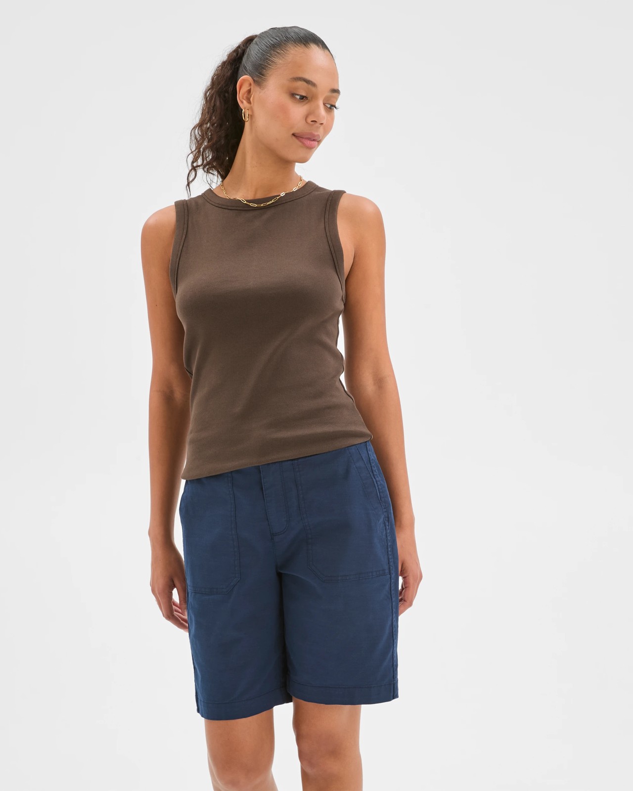 Rib Waist Shorts - Navy 4 of 6