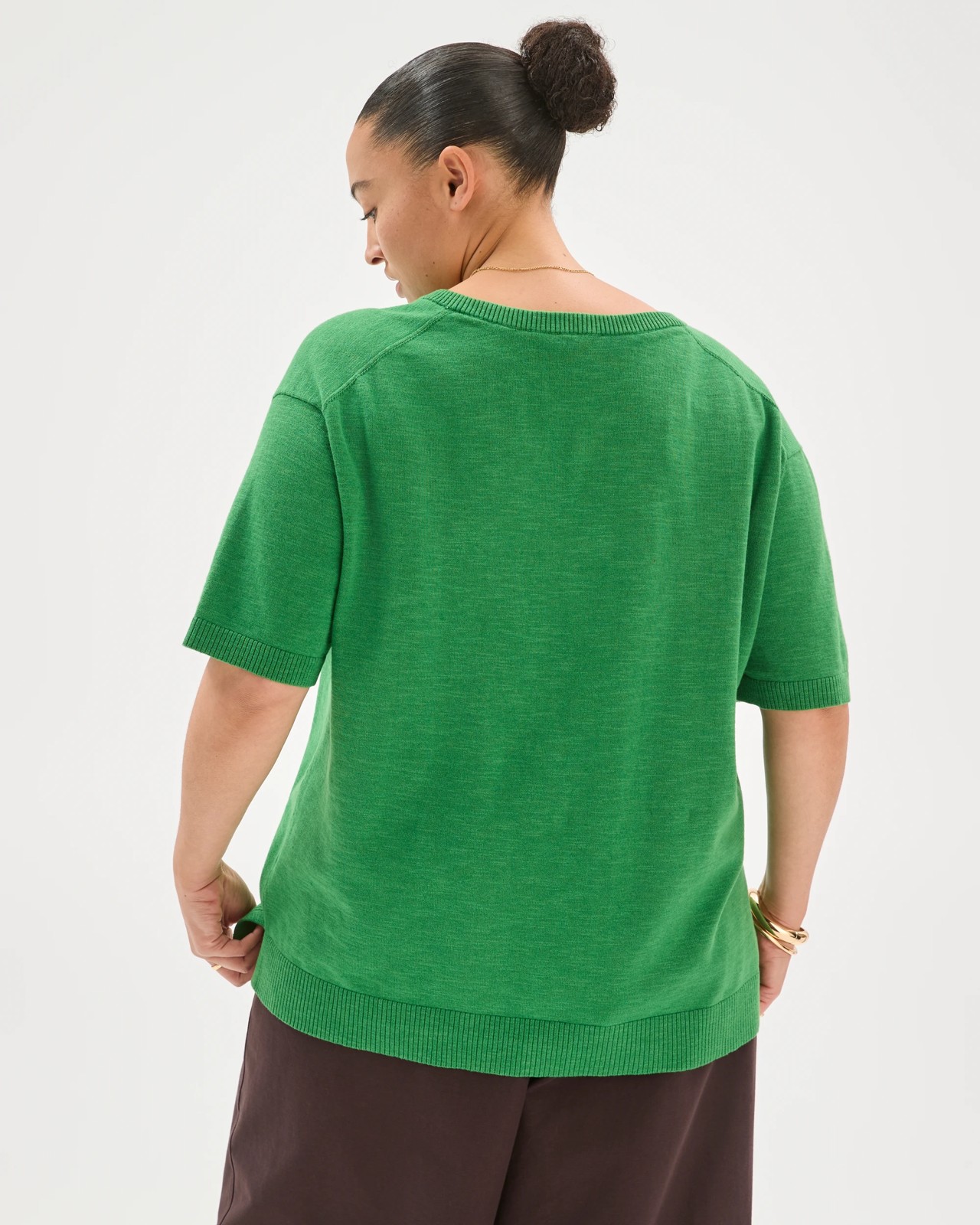 Plus Size Australian Cotton Blend V-Neck Knit T-Shirt 6 of 6