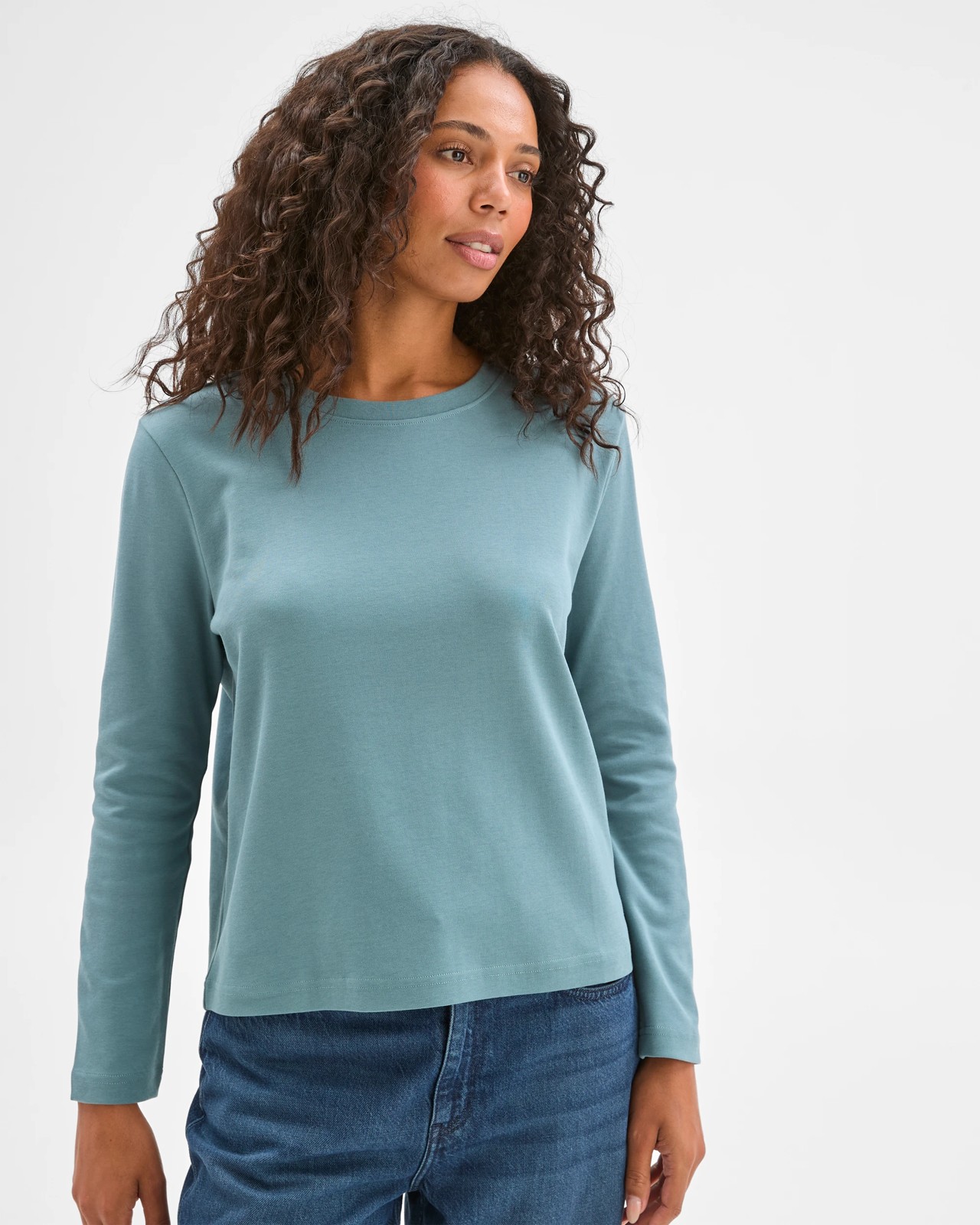 Australian Cotton Classic Long Sleeve Crew Neck T-Shirt - Succulent 2 of 5