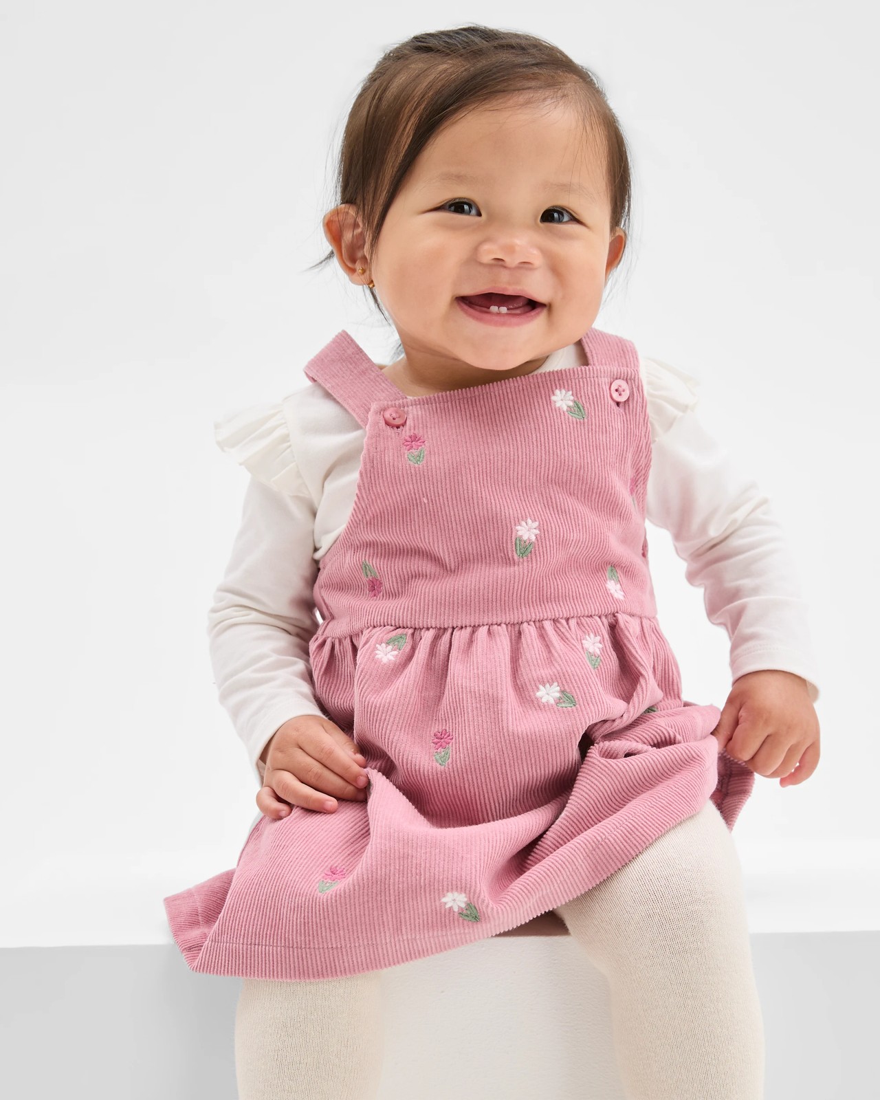 Baby Organic Cotton Embroidered Cord Pinafore Set 2 of 6