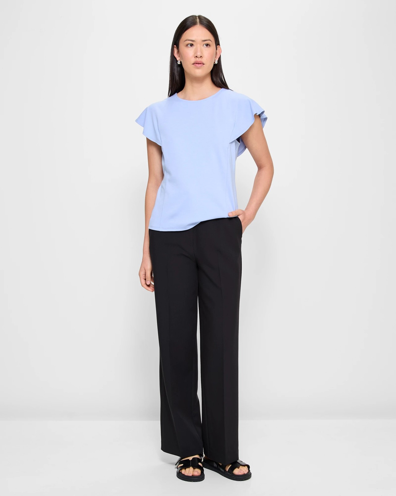 Jersey Flutter Sleeve Top - Preview 2 of 5