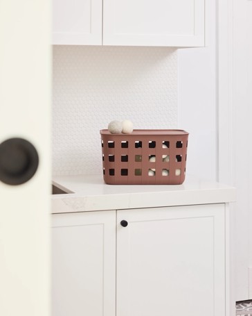 18L Rectangle Trellis Basket with Lid, Chocolate - Anko