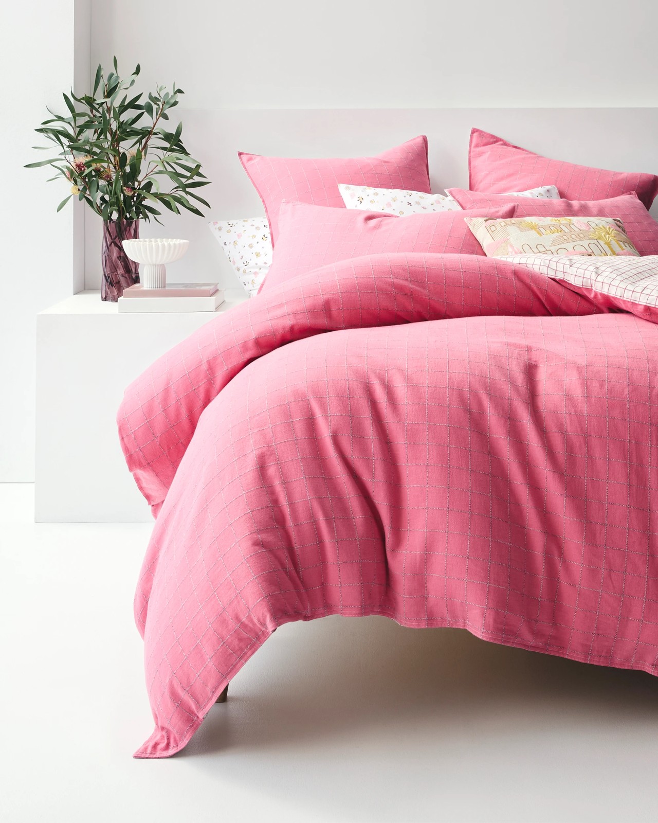 Ayla Check Linen/Cotton Quilt Cover Set 2 of 6