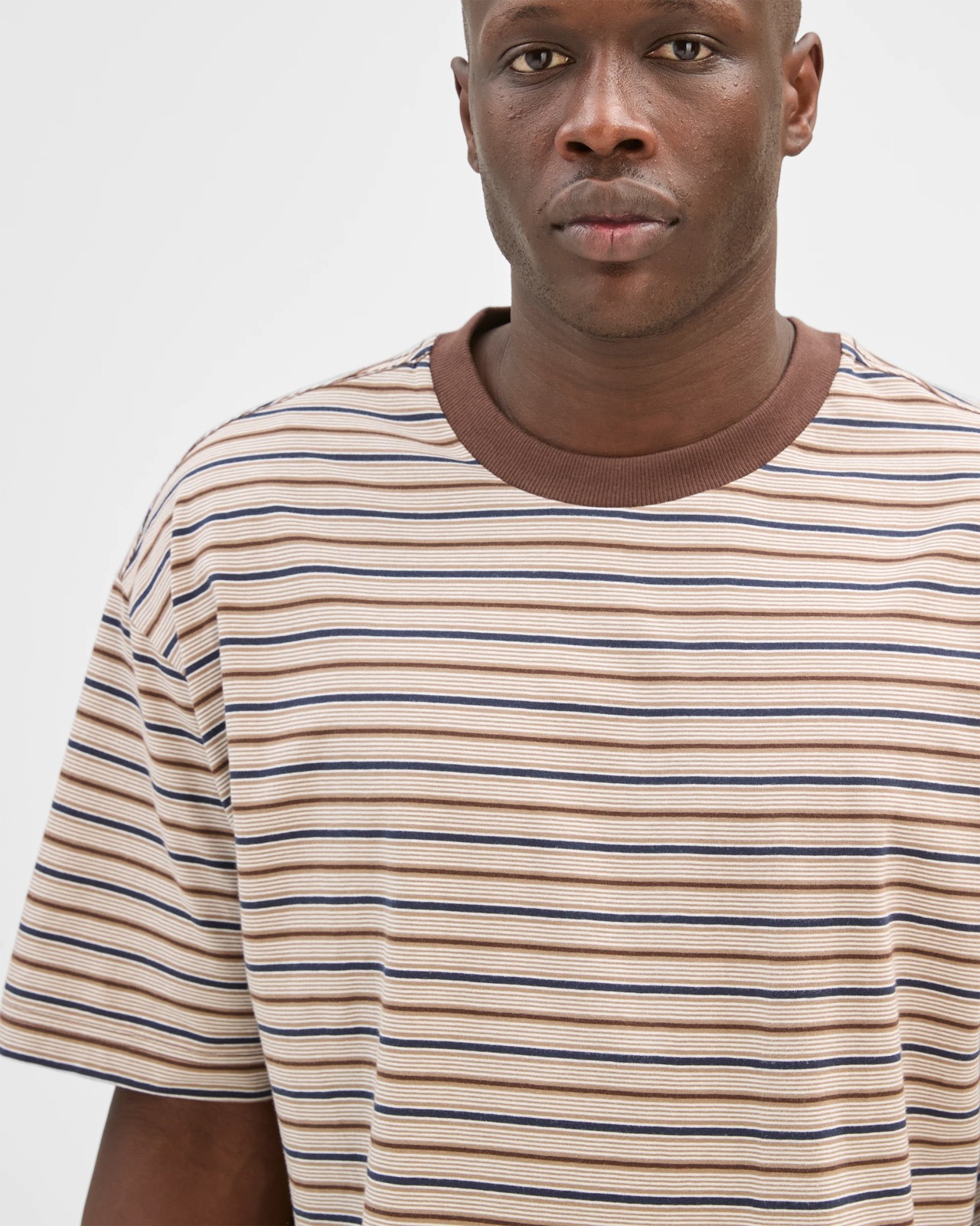 Commons Australian Cotton Stripe T-Shirt - Brown Stripe 4 of 6