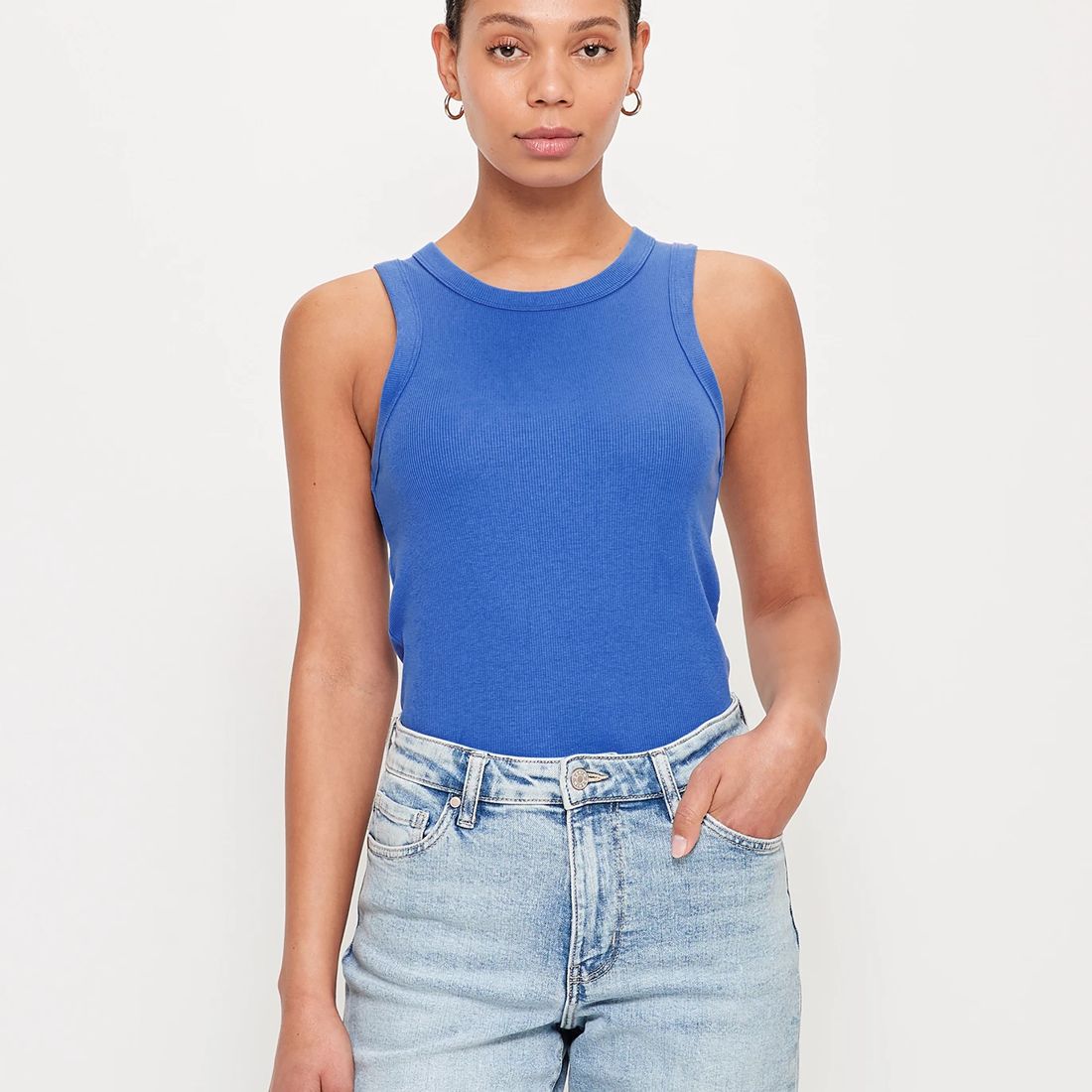 Australian Cotton Racer Front Tank Top - Bright Blue | Target Australia