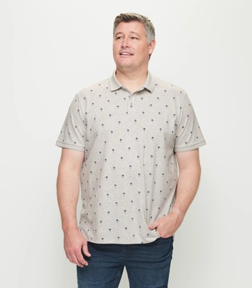 Man Plus Palm Print Pique Polo Shirt