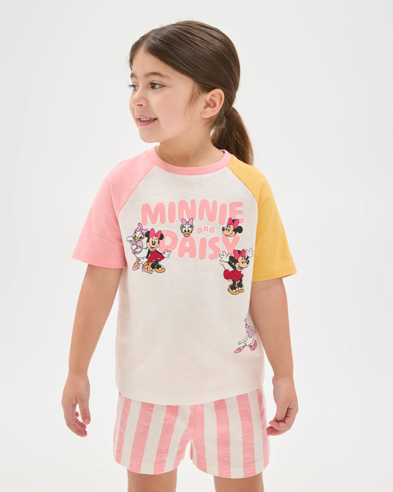 Disney Organic Cotton Younger Girls Elevated Raglan Knit Pyjama Set - Minnie Mouse Multi 3 of 5