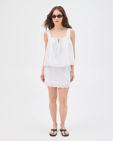 Lily Loves European Linen Blend Embroidered Mini Skirt