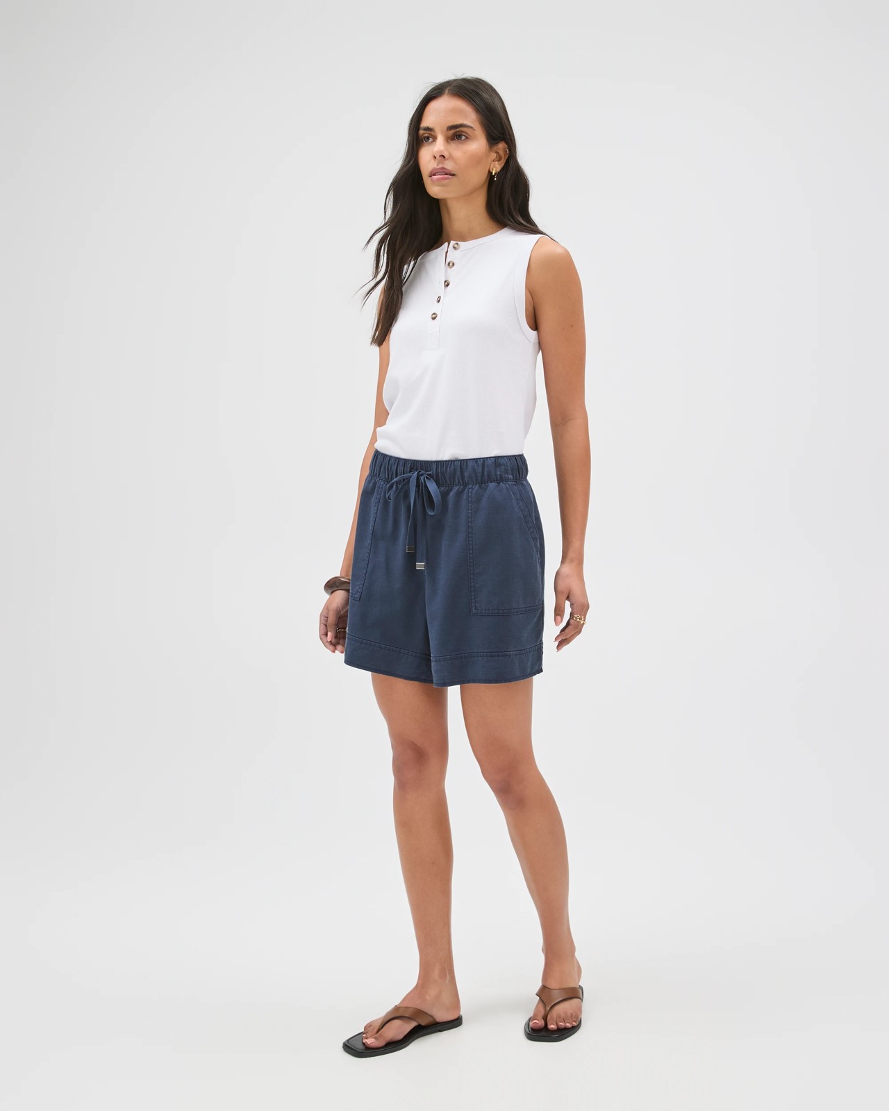 Slub Seam Detail Shorts - Navy Blue 2 of 5