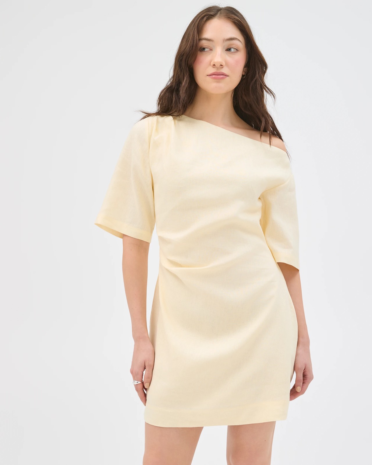 Lily Loves European Linen Off Shoulder Mini Dress - Butter 2 of 5