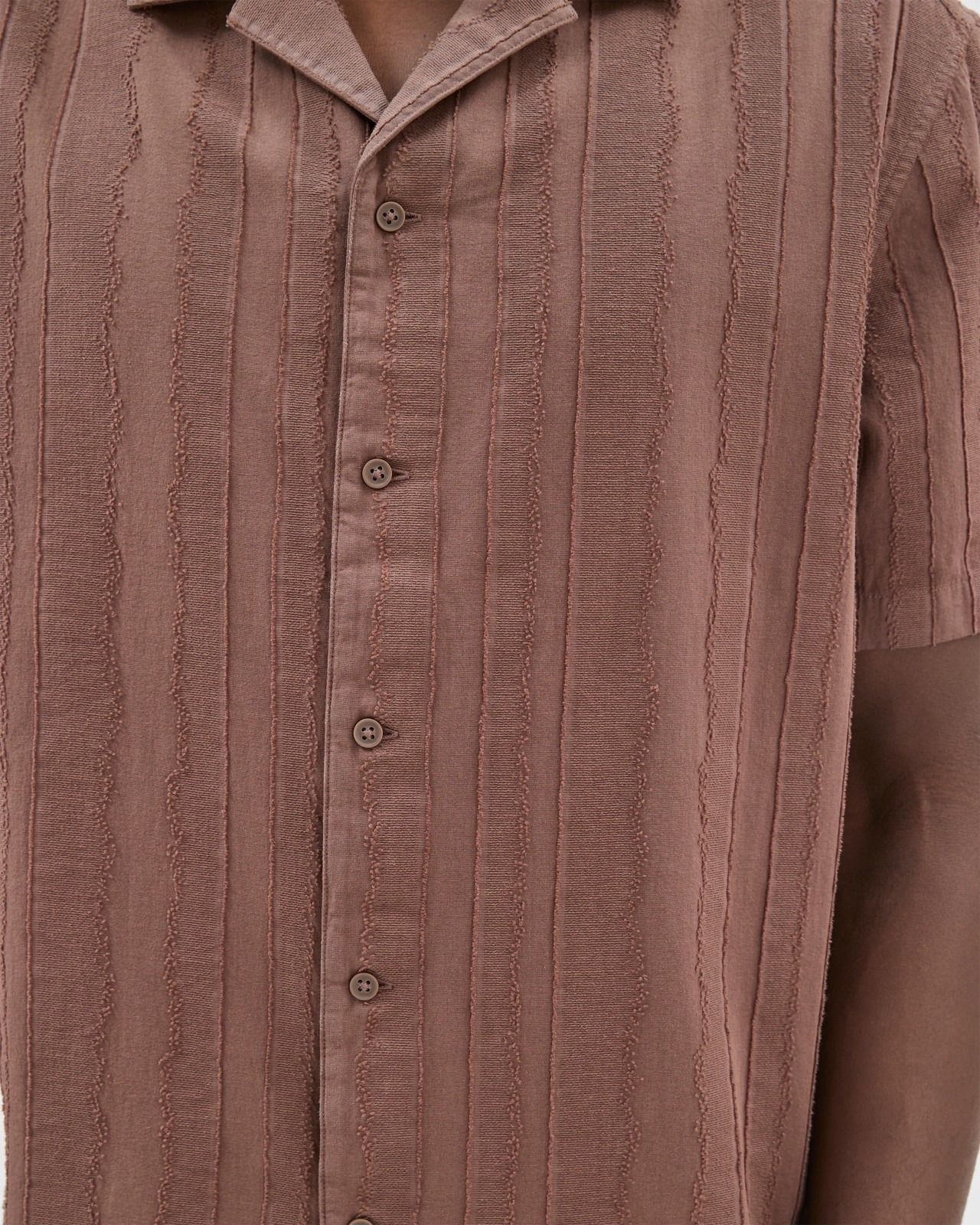Commons Cotton Burnout Short Sleeve Shirt - Chocolate Brown 4 of 5