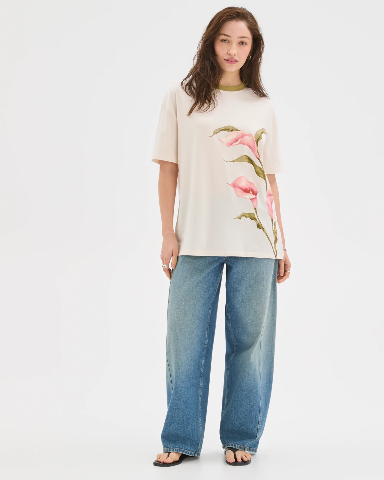 Lily Loves Australian Cotton Boyfriend T-Shirt - Neutral Calla Lilies 3 of 6